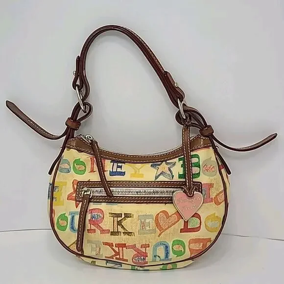 VTG Dooney & Bourke Logo Graffiti Pochette rainbow purse handbag 10" X 7" - Picture 1 of 10